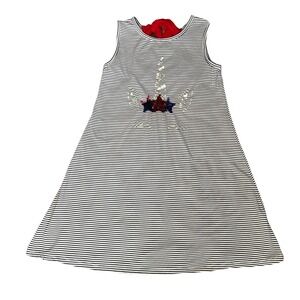 Btween Navy & White Striped Patriotic Sequin Unicorn Tank Dress, Size 7, Sparkle